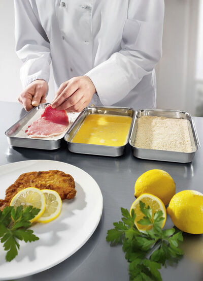 Paneerset, 3-delig. gemaakt van roestvrij staal 