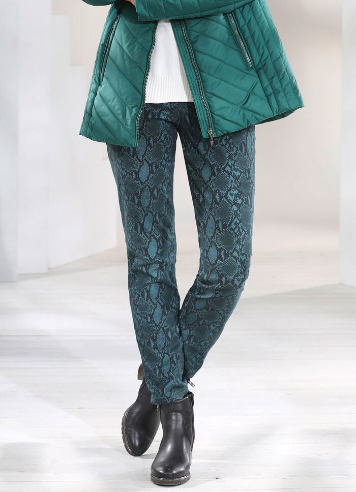 Broek met trendy reptieldessin 