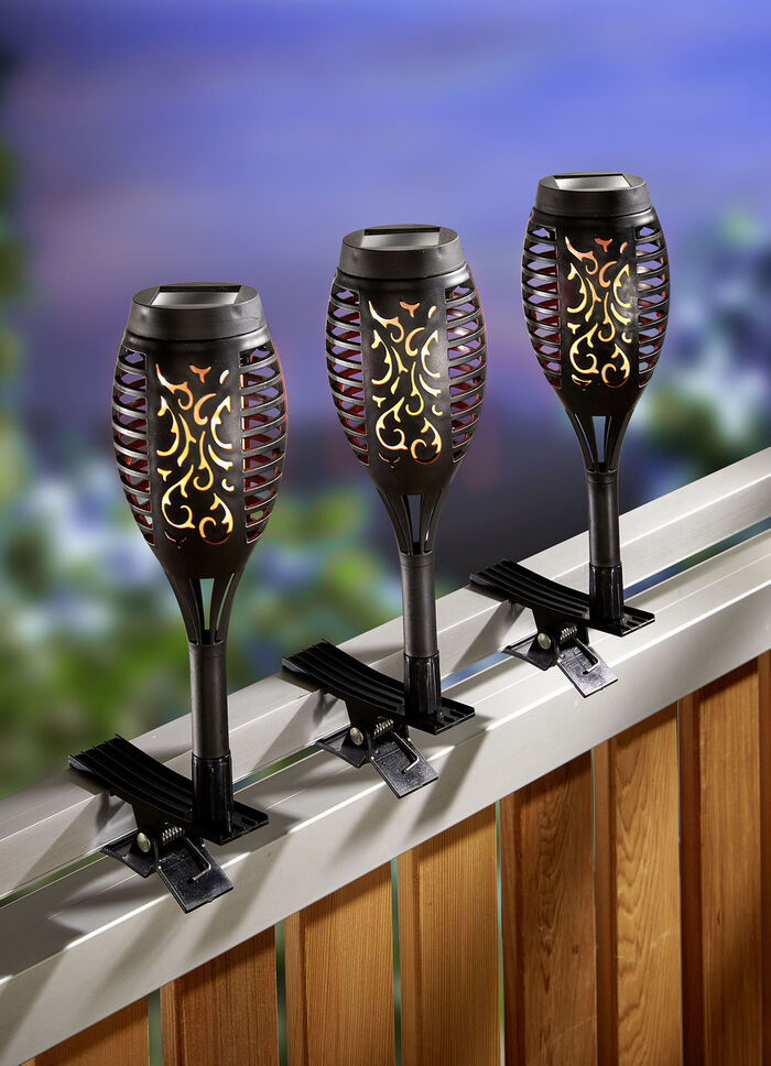 Zaklamp op zonne-energie, set van 3, om vast te klemmen of in te steken 