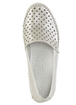 Gemini mocassinpantoffels van zacht, glanzend reliëf nappaleer ZILVER