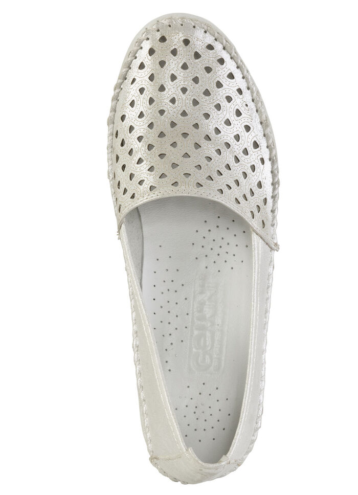 Gemini mocassinpantoffels van zacht, glanzend reliëf nappaleer ZILVER