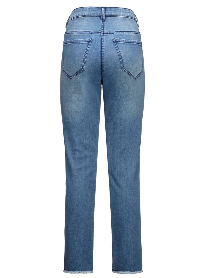 Chique jeans met prachtige glitters en franjes aan de zoom 