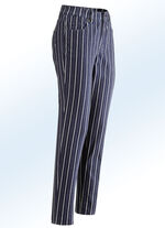 Jeans met opvallend gestreept dessin DONKERBLAUW-ECRU