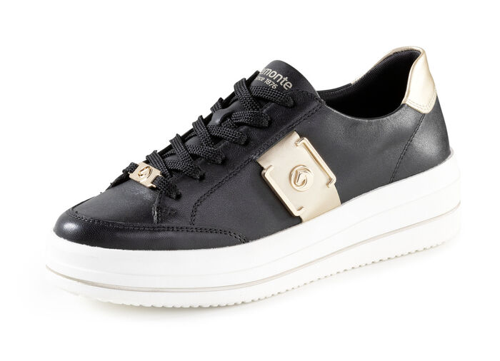 Remonte sneakers met metallic details ZWART-GOUD