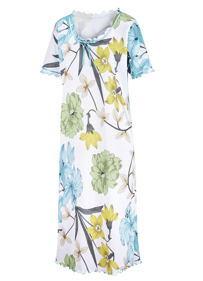 Nachthemd met geschulpte randen en korte mouwen 