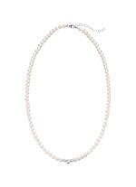 Halsketting met gekweekte zoetwaterparels en diamantbolletjes 