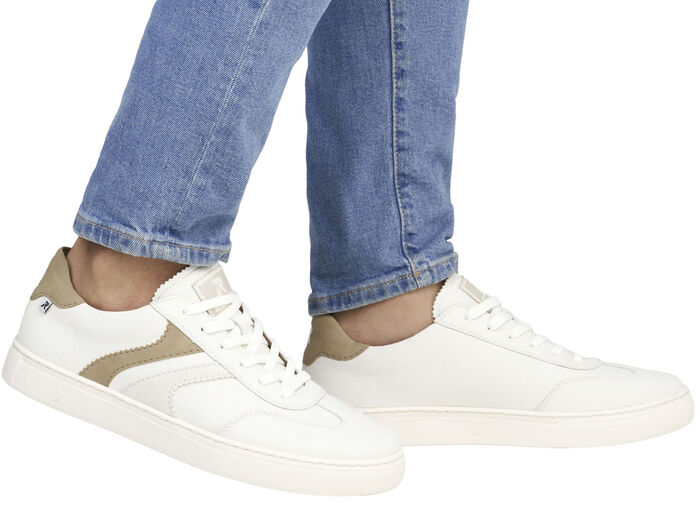 Rieker sneakers van zacht nappaleer WIT-CAMEL