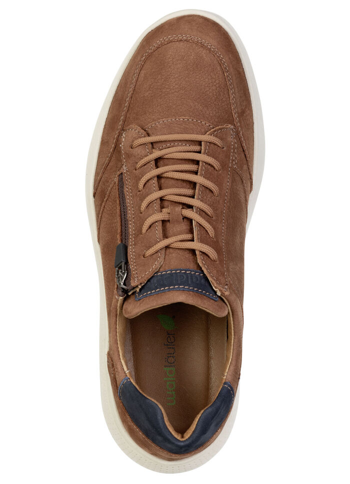 Waldläufer, comfortabele herensneakers, breedte H, met uitneembaar voetbed COGNAC-MARINE