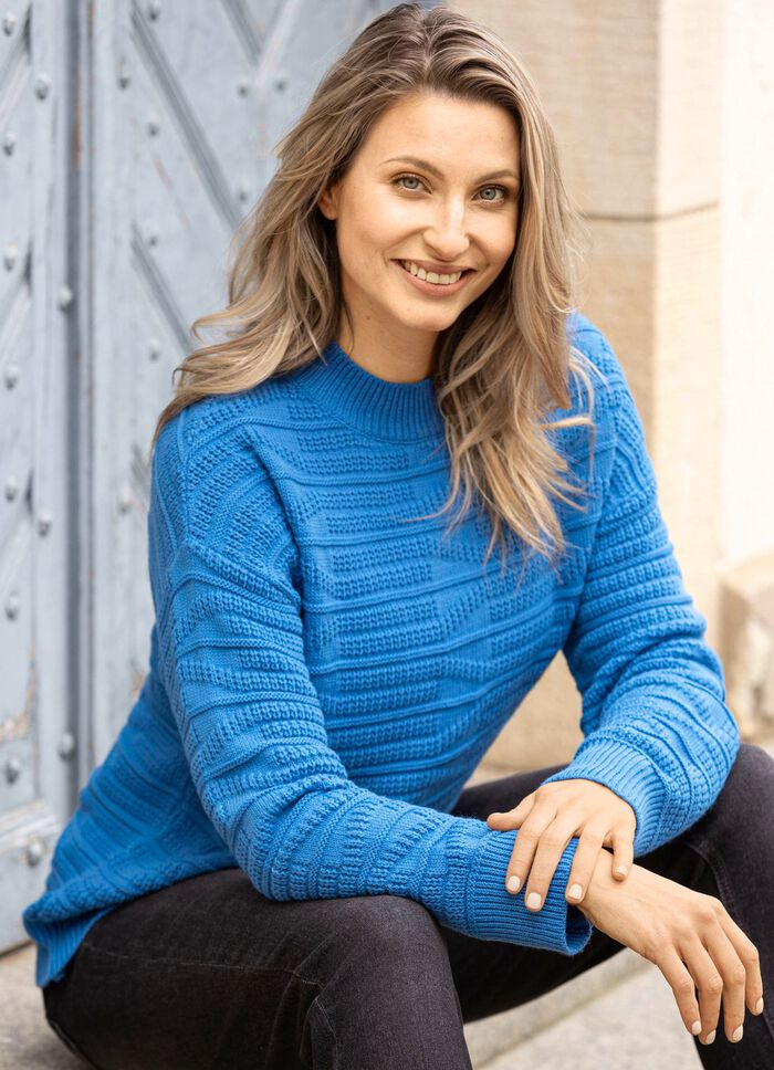 Trui met gemengde textuur AZUURBLAUW