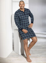 Nachthemd met knoopsluiting, mouwboorden en zijsplitten 