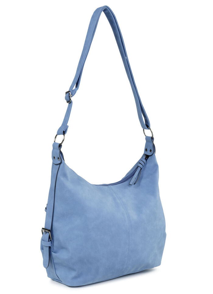 Tas van zacht, subtiel gearceerd synthetisch materiaal JEANSBLAUW