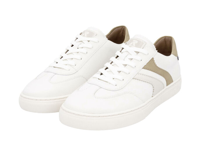 Rieker sneakers van zacht nappaleer WIT-CAMEL
