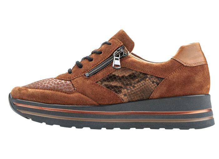 Waldl&auml;ufer veterschoen met stretchmateriaal in het balgedeelte COGNAC