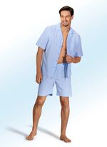 Shortama, 3-delig, met doorlopende knoopsluiting, van geweven stof met streepmotief 