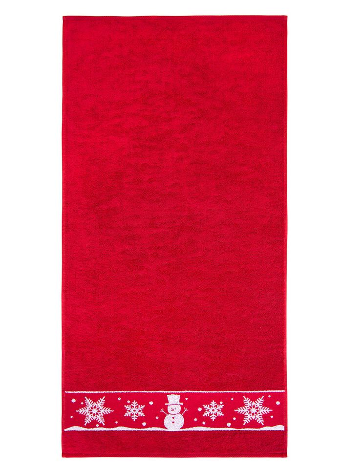 Zachte badstofserie met jacquardrand ROOD