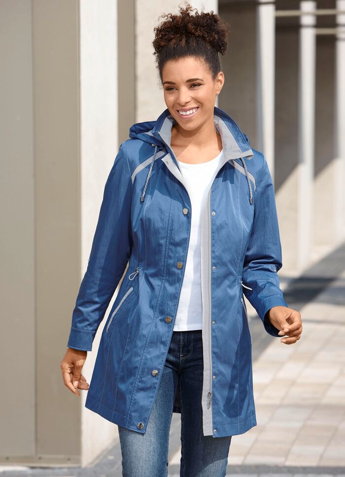 Lange jas met oprolbare mouwen 