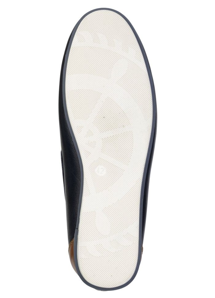 GINO GALANTE, klassieke herenpantoffels, met leren inzetstukken MARINE-COGNAC