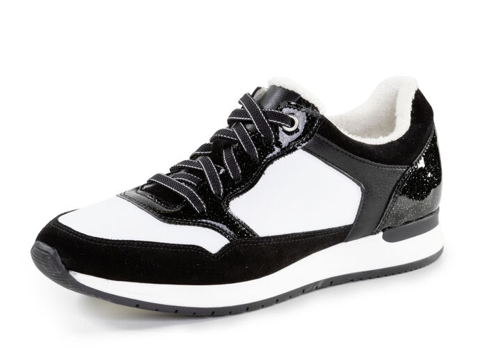 ELENA EDEN sneakers van nappa en suède ZWART-WIT