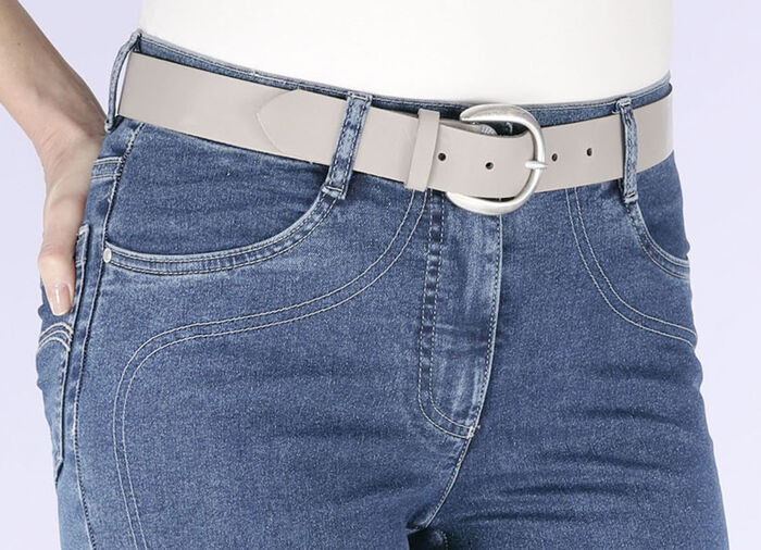 Modieuze leren damesriem, 3,5 cm breed TAUPE