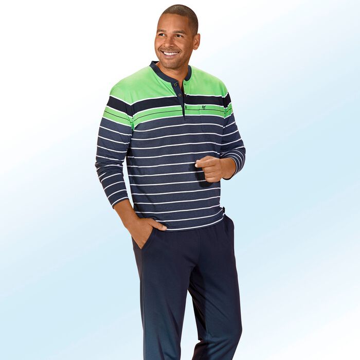 &sbquo;Klima Komfort'-pyjama met knoopsluiting, in het garen geverfd strependessin van Hajo 