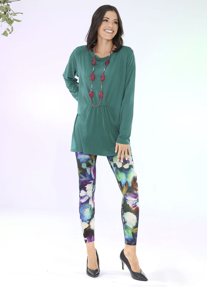 Lang shirt met plooien in 3 kleuren GROENTE