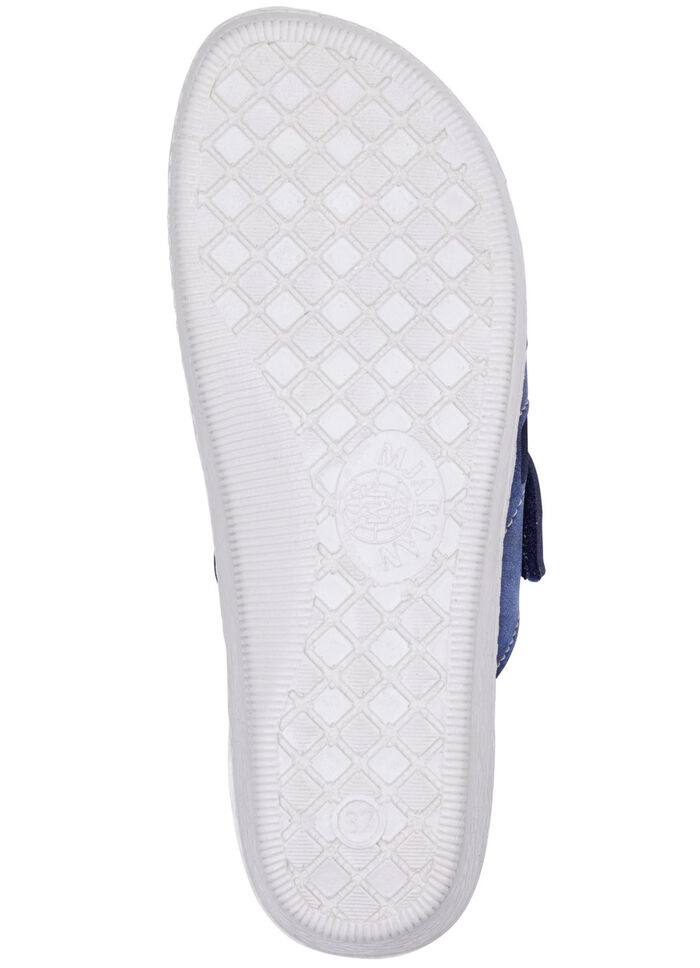 Klassieke damesmuiltjes, breedte H, met elastisch materiaal BLAUW