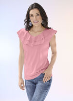 Shirt met volantrand in 3 kleuren ROZE