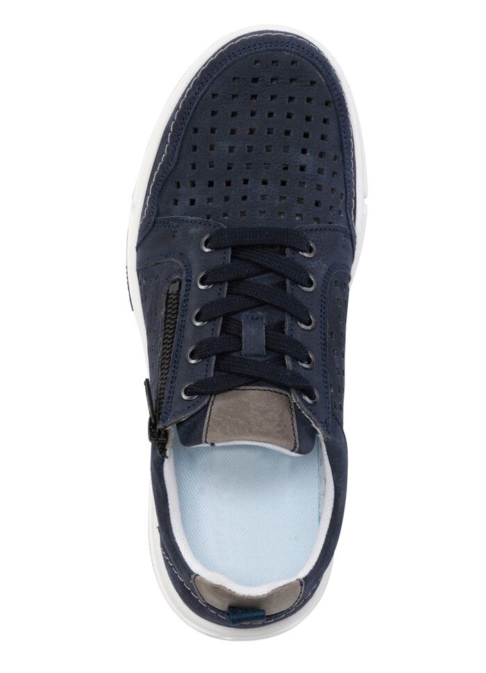 GINO GALANTE veterschoen van luchtig geperforeerd nubuckleer MARINE