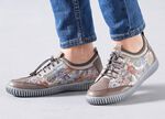 Gemini sneakers gemaakt van deels gebloemd rundleer TAUPE-MULTICOLOR