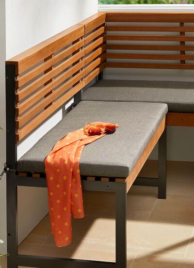 Kussenset voor balkonhoekbank, hout/aluminium 