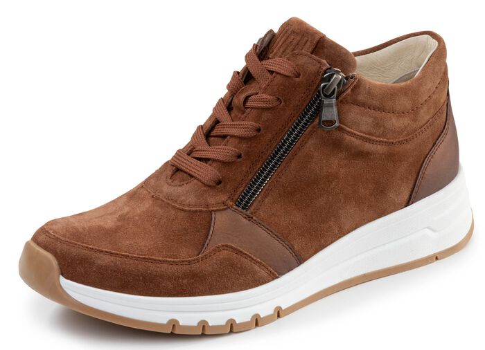 Waldl&auml;ufer, comfortabele dameslaarzen, breedte H, met uitneembaar voetbed COGNAC