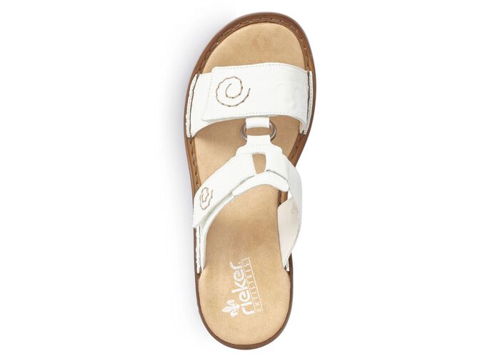 Rieker, modieuze damesmuiltjes, breedte H, met klittenbandsluiting WIT