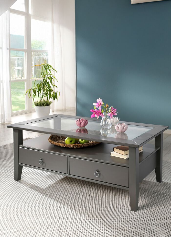 Salontafel van massief grenenhout GRIJS