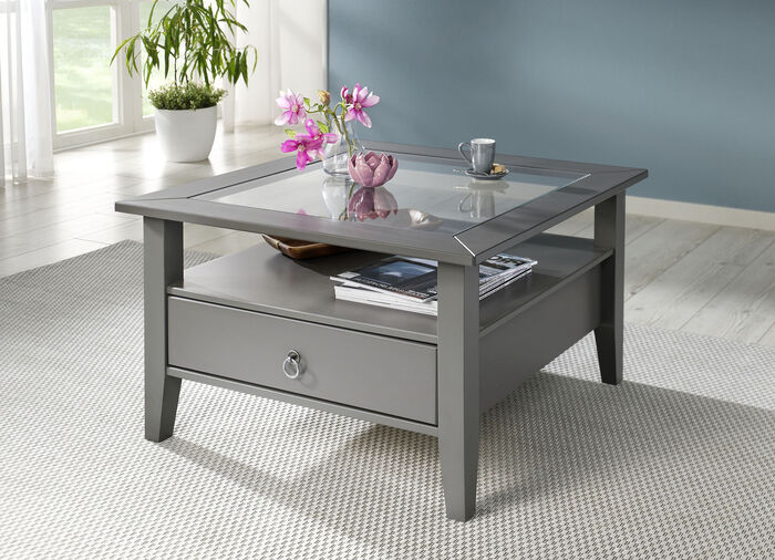 Salontafel van massief grenenhout GRIJS