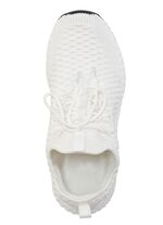 Veterschoenen van gestructureerd textielmateriaal WIT