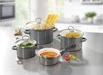 Emaille pottenset, 7-delig GRIJS