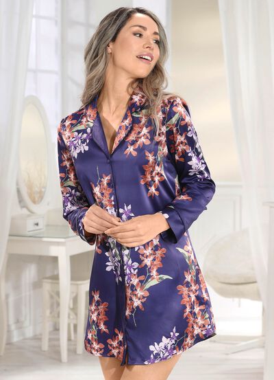 LingaDore nachtjapon met bloemdessin 