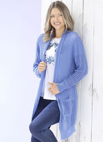 Lang vest in stretchy gestreepte look JEANSBLAUW