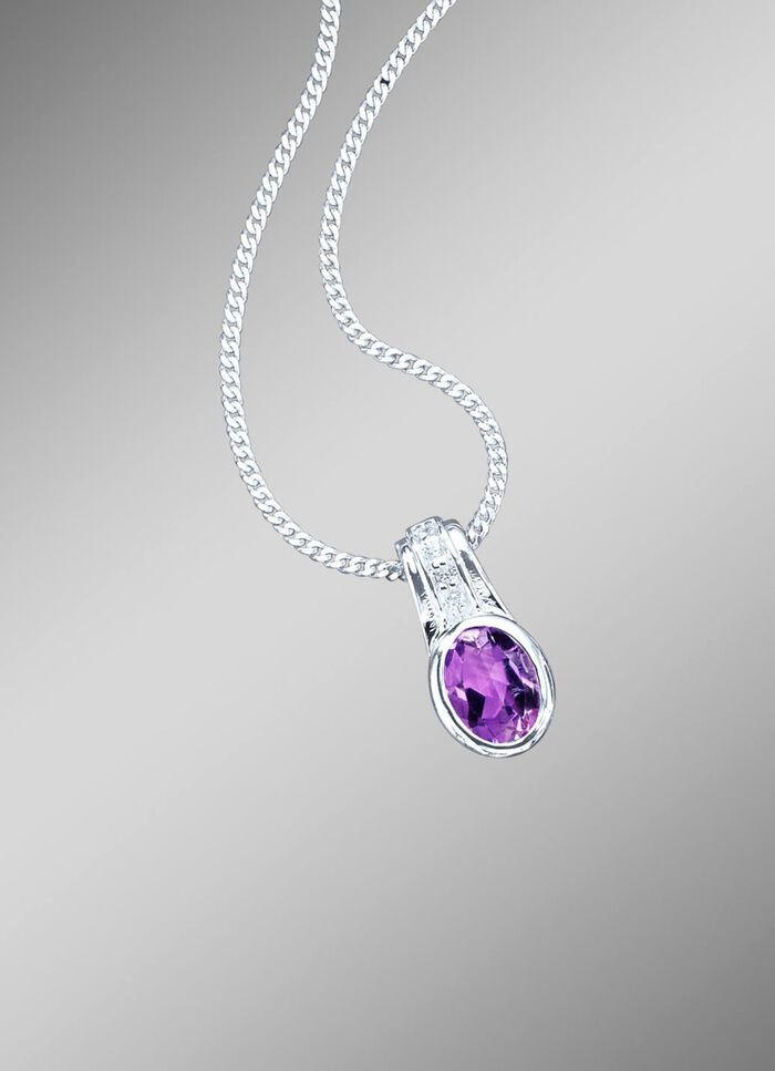 Hanger met echte amethist en synthetische zirkonia 