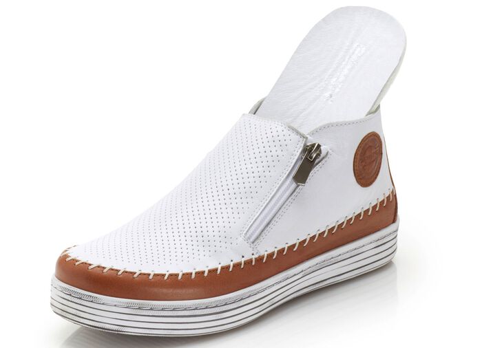 Gemini laarsje met decoratieve perforatie WIT-BRUIN