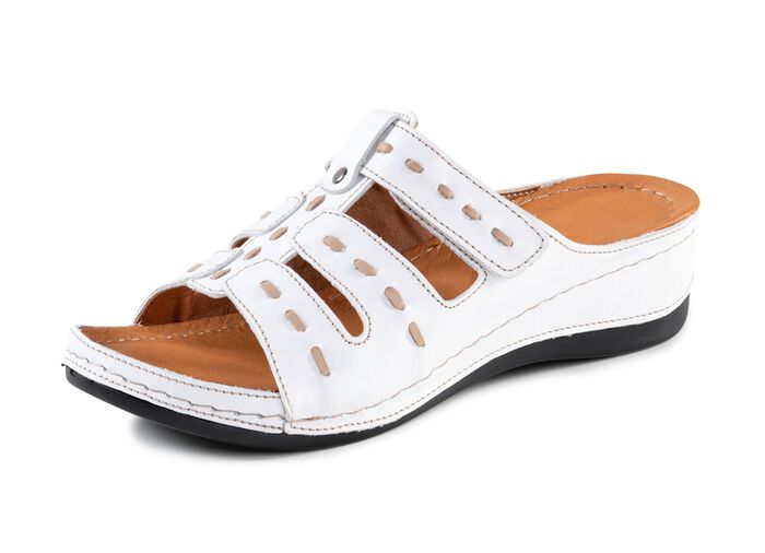 ELENA EDEN muiltjes van nappaleer met contrasterende details WIT