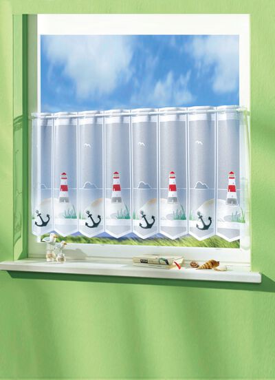 Kort gordijn met doorvoer voor roede 