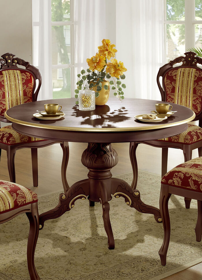 Ronde eettafel met verlengstuk NOTENHOUT