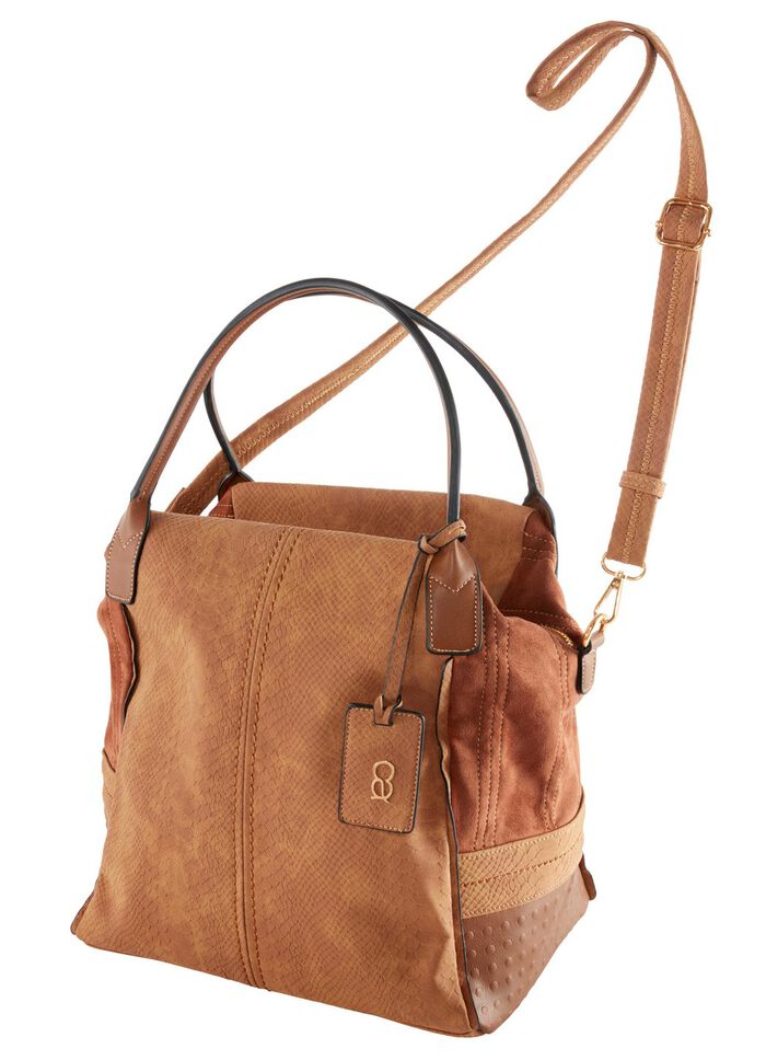 Collezione Alessandro tas gemaakt van deels veloursmateriaal met reptielreli&euml;f 