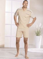 Götting Shorty met natuurlijk gekleurd katoen en V-hals 