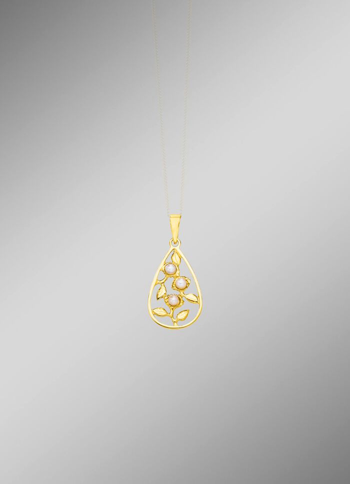 Elegante hanger in bloemmotief met zoetwaterparels 