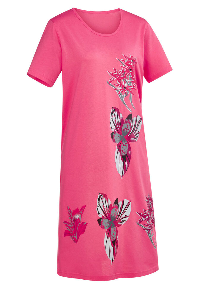 Nachthemd met geplaatste print en korte mouwen 