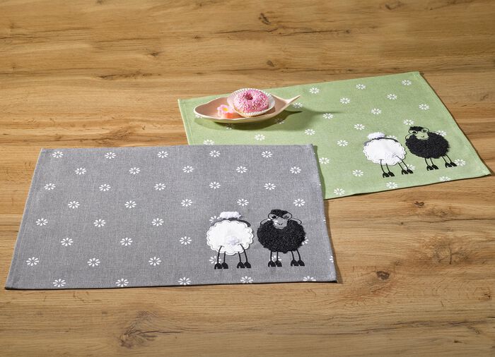 Tafel- en kamerdecoratie met pluche applicaties GRAU