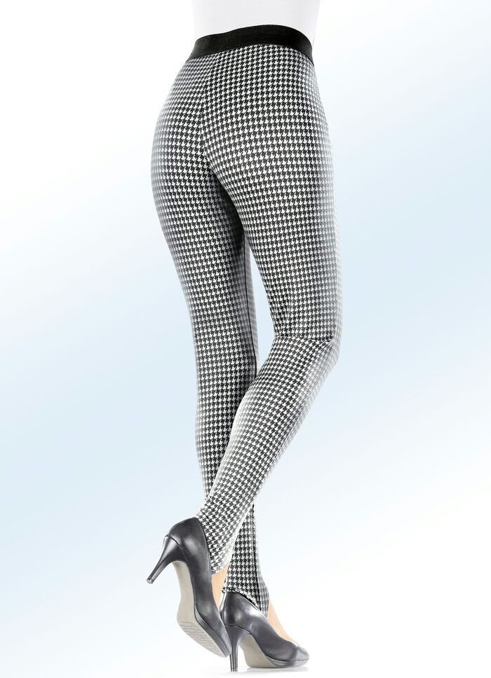 Broek met voetbandjes in actueel pied-de-poule dessin 