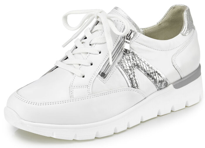 Waldläufer veterschoen gemaakt van een interessante materiaalmix WIT EN ANTIEK ZILVER